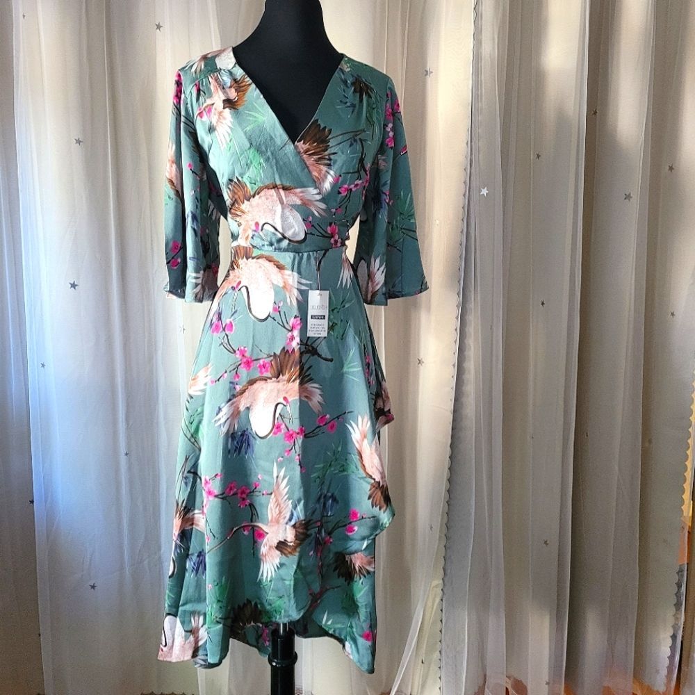 đNWTđ ORIENTAL WRAP MIDI DRESS